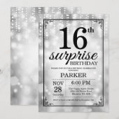 Überraschung 16. Geburtstag Einladung Silberner Gl (Vorne/Hinten)