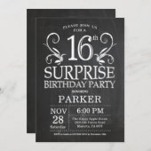 Überraschung 16. Geburtstag Einladungs-Chalkboard Einladung (Vorne/Hinten)