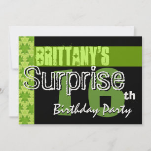 Überraschung 16. Geburtstag Lime Green Pattern W43 Einladung
