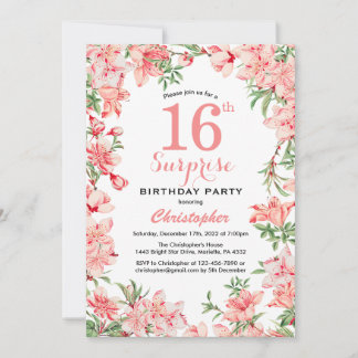 Überraschung 16. Geburtstag Pink Boho Botanische F Einladung