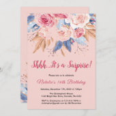 Überraschung 16. Geburtstag Pink Botanisches Flora Einladung (Vorne/Hinten)