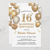 Überraschung 16. Geburtstag Weißer und Goldener Ba Einladung (Vorne/Hinten)
