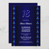 Überraschung 18. Geburtstag Abendessen Schwarz und Einladung (Vorne/Hinten)