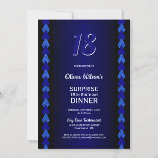 Überraschung 18. Geburtstag Abendessen Schwarz und Einladung