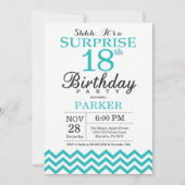 Überraschung 18. Geburtstag Einladung Aquamarin Zi (Vorderseite)