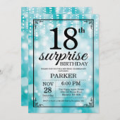 Überraschung 18. Geburtstag Einladung Aquamarinen  (Vorne/Hinten)