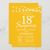 Überraschung 18. Geburtstag Einladung Gelb (Vorne/Hinten)