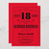 Überraschung 18. Geburtstag Einladung Schwarz und (Vorne/Hinten)