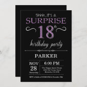 Überraschung 18. Geburtstag Einladung Schwarz und  (Vorne/Hinten)