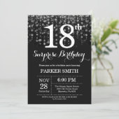 Überraschung 18. Geburtstag Einladung Silberner Gl (Stehend Vorderseite)