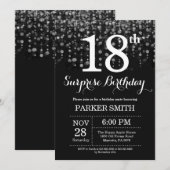 Überraschung 18. Geburtstag Einladung Silberner Gl (Vorne/Hinten)
