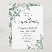 Überraschung 18. Geburtstag Grüne Eukalyptus Grüne Einladung (Vorne/Hinten)