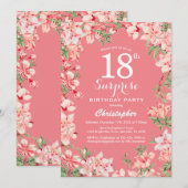 Überraschung 18. Geburtstag Pink Boho Botanische F Einladung (Vorne/Hinten)