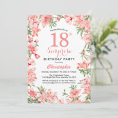 Überraschung 18. Geburtstag Pink Boho Botanische F Einladung (Stehend Vorderseite)