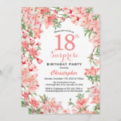 Überraschung 18. Geburtstag Pink Boho Botanische F Einladung (Vorne/Hinten)