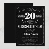 Überraschung 20. Geburtstag Einladung Chalkboard (Vorne/Hinten)