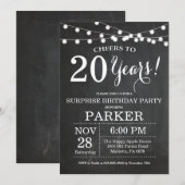 Überraschung 20. Geburtstag Einladung Chalkboard (Vorne/Hinten)