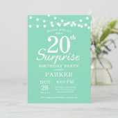 Überraschung 20. Geburtstag Einladung Mint Green (Stehend Vorderseite)