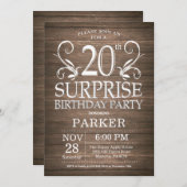 Überraschung 20. Geburtstag Einladung Rustikales H (Vorne/Hinten)