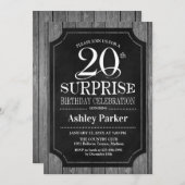 Überraschung 20. Geburtstagsparty - Chalkboard Whi Einladung (Vorne/Hinten)