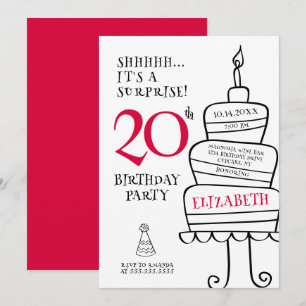 Überraschung 20. Geburtstagsparty Einladung