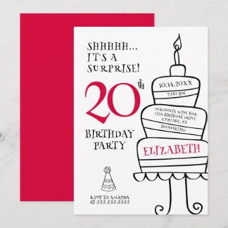 Überraschung 20. Geburtstagsparty Einladung