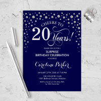 Überraschung 20. Geburtstagsparty - Navy Silver