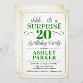 Überraschung 20. Geburtstagsparty - Weiß Grün Einladung (Vorne/Hinten)