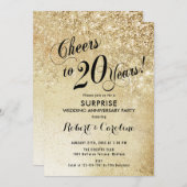 Überraschung 20. Hochzeitstag - Gold Einladung (Vorne/Hinten)