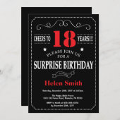 Überraschung 21. Geburtstag Einladung Rot und Schw (Vorne/Hinten)