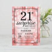 Überraschung 21. Geburtstag Einladung Roter Glitze (Stehend Vorderseite)