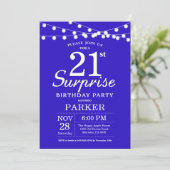 Überraschung 21. Geburtstag Einladung Royal Blue (Stehend Vorderseite)