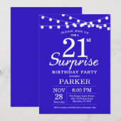 Überraschung 21. Geburtstag Einladung Royal Blue (Vorne/Hinten)