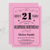 Überraschung 21. Geburtstag Einladung Schwarz und  (Vorne/Hinten)