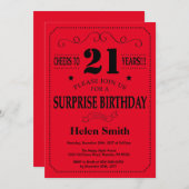 Überraschung 21. Geburtstag Einladung Schwarz und  (Vorne/Hinten)