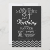 Überraschung 21. Geburtstag Einladung Silberner Gl (Vorderseite)