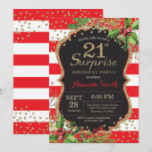 Überraschung 21. Geburtstag Einladung Weihnachten  (Vorne/Hinten)