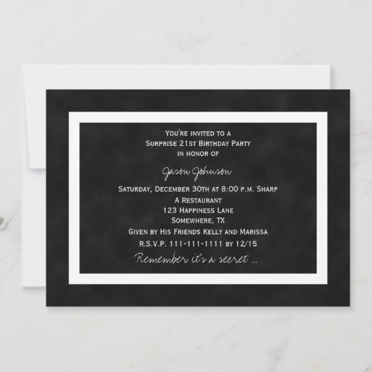 Überraschung 21. Geburtstag Party Einladung Chalkb (Rückseite)