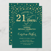 Überraschung 21. Geburtstag Party - Emerald Green  Einladung (Vorne/Hinten)