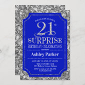 Überraschung 21. Geburtstag Party - Silver Royal B Einladung (Vorne/Hinten)