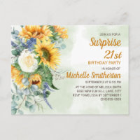 Überraschung 21. Geburtstag Sonnenblumen Eukalyptu