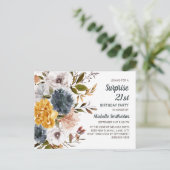 Überraschung 21. Geburtstag Yellow Navy Blauer Flo Postkarte (Stehend Vorderseite)