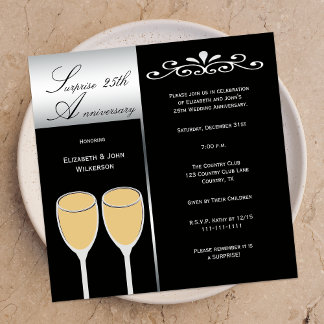 Überraschung 25. Hochzeitstag Party Einladung