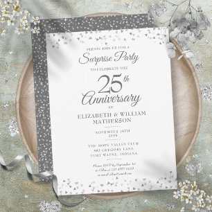 Überraschung 25. Hochzeitstag Silberherz Postkarte