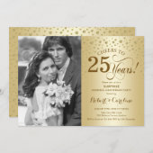 Überraschung 25 Jahre Jubiläum mit Foto Gold Elega Einladung (Vorne/Hinten)