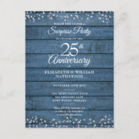 Überraschung 25-jähriges blaues rustikales Herz