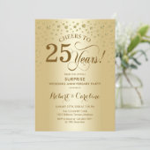 Überraschung 25-jähriges Jubiläumsfest in Gold Einladung (Stehend Vorderseite)