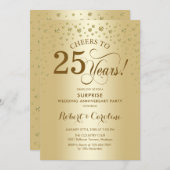 Überraschung 25-jähriges Jubiläumsfest in Gold Einladung (Vorne/Hinten)