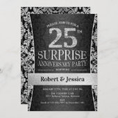 Überraschung 25-jähriges Party - Silber Einladung (Vorne/Hinten)