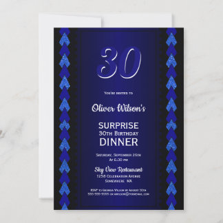 Überraschung 30. Geburtstag Abendessen Schwarz und Einladung